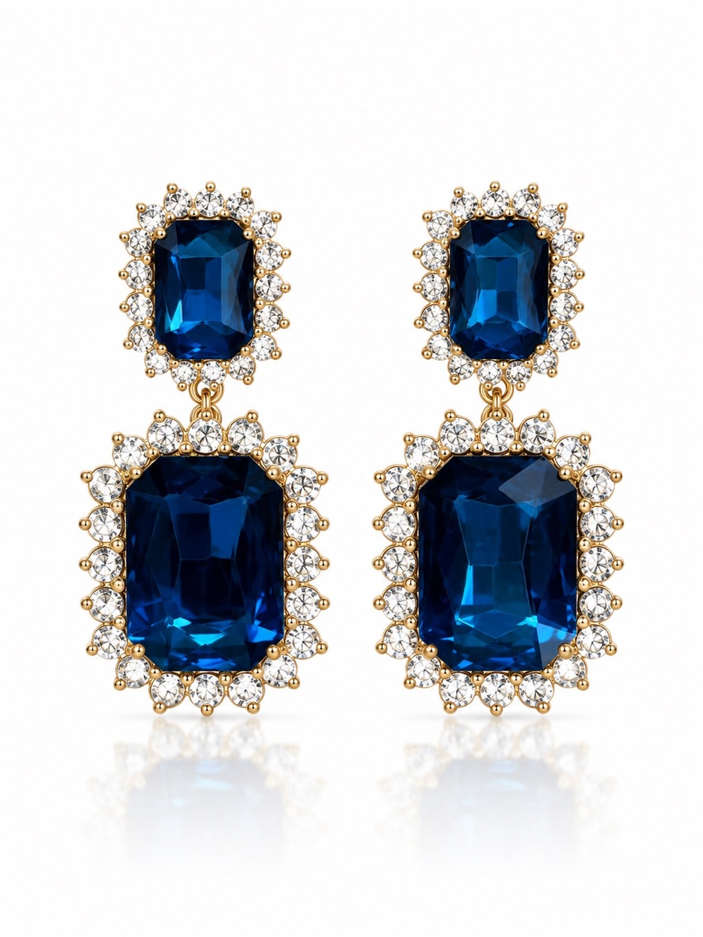 Classic Blue Crystal Drop Earrings